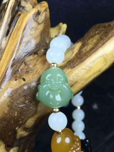 一户侯!工艺美术大师侯晓峰大师作品!弥勒佛手串,三色苏工佛头