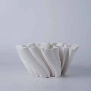 现代创意3D打印皱褶陶瓷花器设计感艺术装饰品样板间客厅桌面摆件