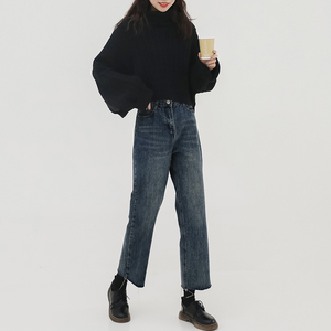 超火cec裤子女阔腿裤 适合胯大腿根粗的高腰显瘦裤子女港风牛仔裤