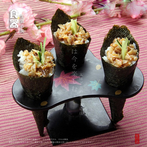 亚克力寿司手卷架黑色贴花寿司卷架日韩料理寿司餐具冰激凌架