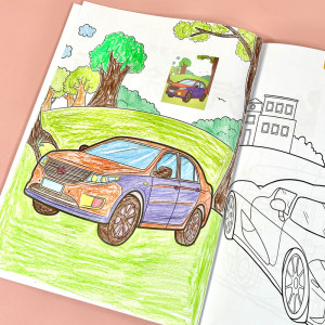 儿童卡通汽车学画填色绘本3-4-56岁幼儿园画画涂色本男孩益智玩具