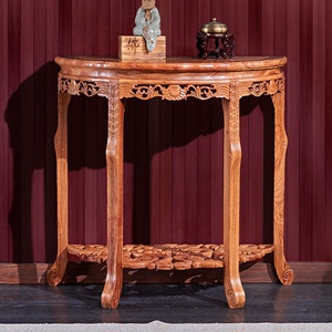 刺猬紫檀玄关桌供桌实木花梨木中式半圆桌子靠墙玄关柜红木半月台