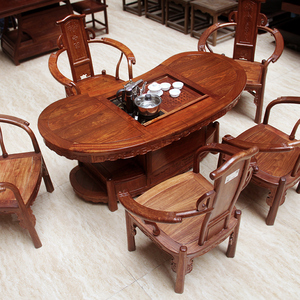 花梨木功夫茶桌红木家具刺猬紫檀茶台办公室家用茶几套装一体全套