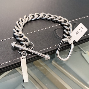 正品潮牌手链明星小鬼同款镶钻古巴ot扣首饰情侣款个性官方ck手环