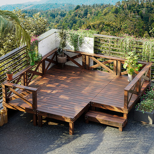 户外防腐木露台地板地面铺设露天花园布置阳台自铺榻榻米庭院地台