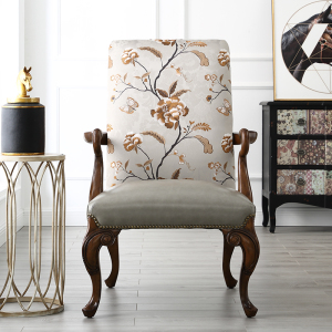 美式轻奢单人休闲椅沙发椅实木网红老虎椅高靠背椅真皮阳台会客椅