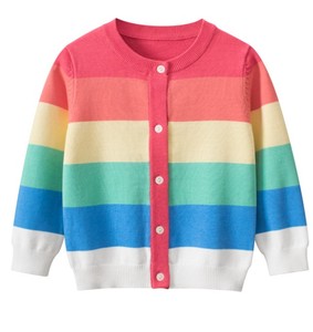 出口韩美法国欧美大牌外贸尾单专柜正品剪标小女童装彩虹毛衣外套