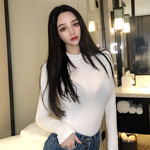 露晓卡纯色紧身t2020夏新款性感修身微透显胸弹力薄款防晒上衣女