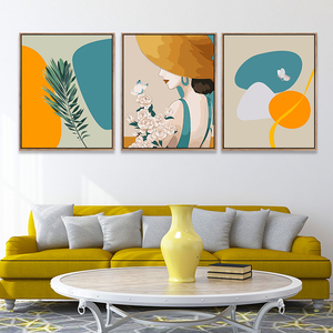 数字油画diy油彩画小清新手绘三联画简单填色客厅装饰画花开逐梦