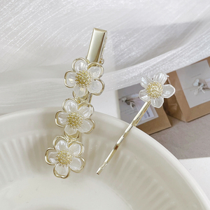 山茶花发夹花朵夹子头饰女一字夹u型发卡女侧边刘海夹碎发夹古风