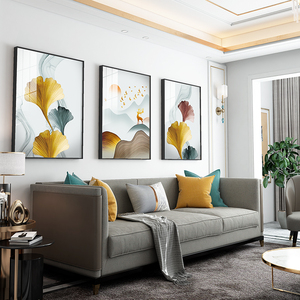 北欧客厅装饰画沙发背景墙挂画现代简约墙壁画三联画轻奢风格壁画