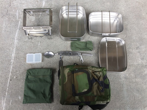 库存正品单兵野战炊具 户外野营不锈钢多用途餐具 水袋支架饭盒
