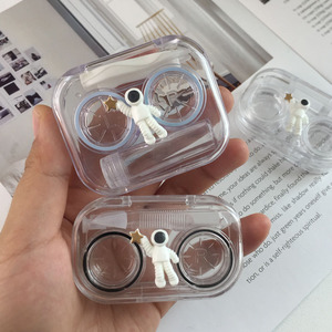 个性宇航员隐形眼镜伴侣盒透明小巧便携创意男女美瞳盒护理盒防漏