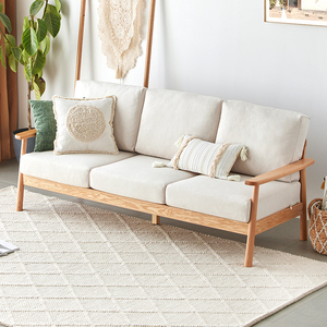 全实木沙发北欧风环保橡木三人位两用客厅小户型简约原木日式沙发