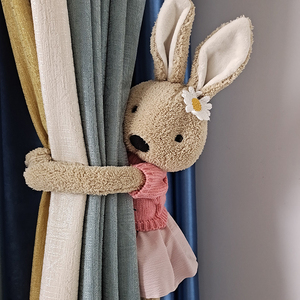 强力磁吸创意窗帘扣可爱卡通小兔子公仔毛绒绑带儿童房装饰配件女