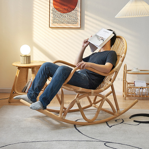 藤编懒人摇椅大人躺椅摇摇椅庭院阳台家用休闲户外真藤复古安乐椅