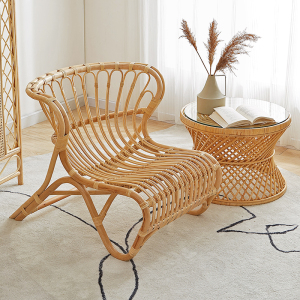 侘寂风狐狸藤编椅客厅沙发椅北欧设计师靠背单人躺椅真藤阳台休闲