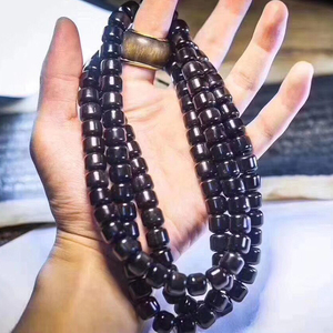 羊角108颗佛珠藏式纯黑羊角珠子手串女男款桶珠手链文玩老型珠