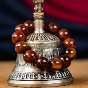 天然血料金丝牦牛角手串情侣款佛珠转运珠手链男士本命年文玩礼物