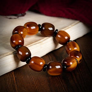 藏式天然牛角手串金丝牦牛角时尚古风手链女情侣款文玩佛珠男生