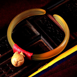 三昧羊角手镯民族风温润血丝手饰品高抛活口镯子女款天然个性