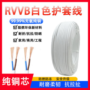 电源线2芯家用RVVB白色护套线0.5 0.751.5 2.5平方平行软纯铜线