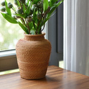 143人付款天猫天然海草编织花篮藤编竹编花器干花花瓶田园装饰花盆