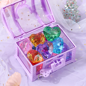 儿童宝石玩具女孩水晶女童挖宝箱幼儿奖励塑料爱心亚克力小钻石男