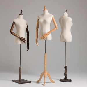 女半身模特道具女装服装展示模特架橱窗女人台全身麻布带木手臂