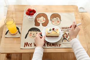 MZao日式餐垫创意卡通棉麻布艺盘子混纺隔热垫子厨房餐桌耐热杯垫