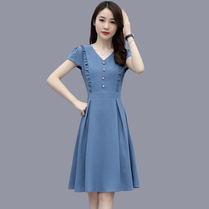 淑女修身棉麻连衣裙-淘宝拼多多热销淑女修身棉麻连衣裙货源拿货