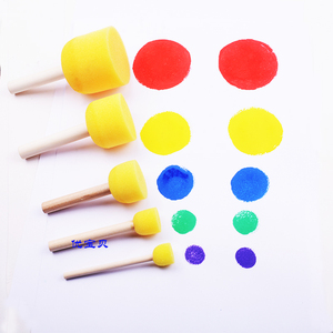 儿童美术材料海绵刷涂鸦绘画圆形蘑菇印章幼儿园花朵印章拓印绵棒