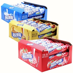 阿尔卑斯条装硬糖巧克力水果口味牛奶31g*21条盒装旅游休闲零食品