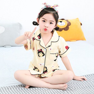 夏季儿童睡衣男童女童薄款纯棉小孩宝宝夏短袖全棉开胸居家服套装