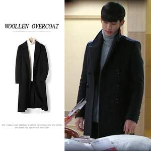 金秀贤都敏俊同款双面呢大衣男韩版轻奢感保暖秋冬中长款过膝外套