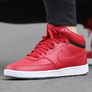 nike耐克官网旗舰运动鞋女鞋红色高帮休闲鞋轻便皮质板鞋cd5436