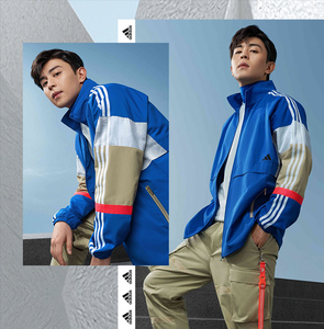 adidas阿迪达斯男装邓伦春秋休闲运动防风梭织夹克拼接外套gl0401