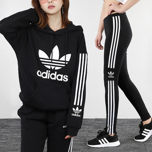 阿迪达斯官网三叶草套装女2021春季新款运动卫衣套头衫显瘦打底裤
