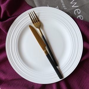 纯白色餐盘创意碟子家用餐具骨瓷大圆形盘子陶瓷平盘牛排盘西餐盘