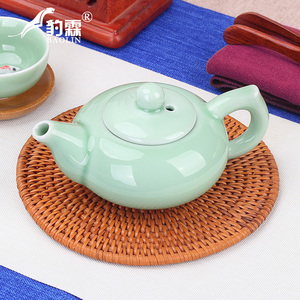 青瓷泡茶壶单壶陶瓷家用煮茶器茶水壶冲茶具龙泉套装家用绿色小号