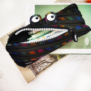 ZIPIT一根拉链黑彩虹怪兽笔袋男女学生高级感ins大容量创意文具盒