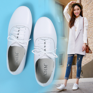 XMM新款真皮小白鞋女皮面软底白色女鞋白色小皮鞋女春季平底单鞋
