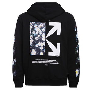 off white秋冬新款男女连帽卫衣小雏菊印花 ow潮牌情侣款帽衫外套