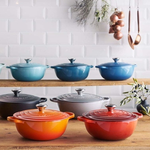 德国直邮法国le creuset酷彩深烧锅妈咪锅黑珐琅炒菜煮汤锅26/32