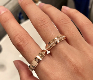 piaget/伯爵 18k玫瑰金 时来运转 戒指白金 镶钻情侣对戒 婚戒女