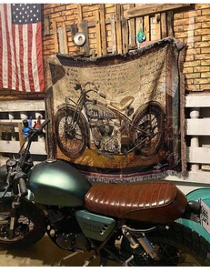 美国原单彩色线毯巾挂毯车用毯粗犷风摩托车床单纹身店服装店