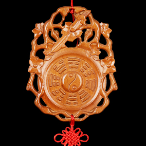 桃木挂件七星平安镇和合镇客厅摆件吉祥物家居八卦镜挂大门玄关