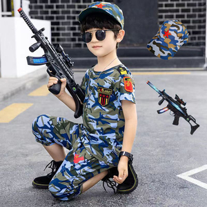 儿童夏季短袖迷彩服套装2024新款男孩特种兵军小孩运动装海军训服