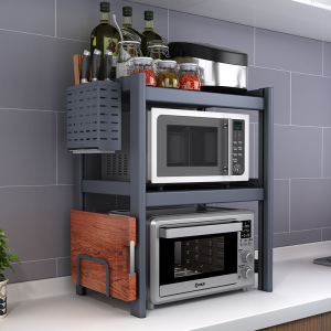 厨房微波炉置物架桌面家用双层伸缩烤箱电饭煲用品大全台面收纳架