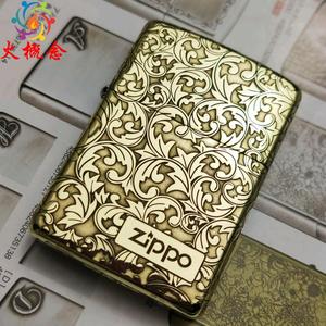 火概念芝宝正品zippo打火机纯铜168盔甲精雕刻唐草防风煤油送礼